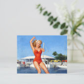 Wasserski-Button Postkarte (Stehend Vorderseite)