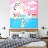 Wasserski Dolphin-Beine & Sky Retro Collage Leinwanddruck (Insitu (Schlafzimmer))