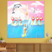 Wasserski Dolphin-Beine & Sky Retro Collage Leinwanddruck (Insitu (Wohnzimmer))