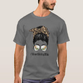 Wasserski Ehefrau Messy Hair Bun Leopard Frauen Mo T-Shirt (Vorderseite)