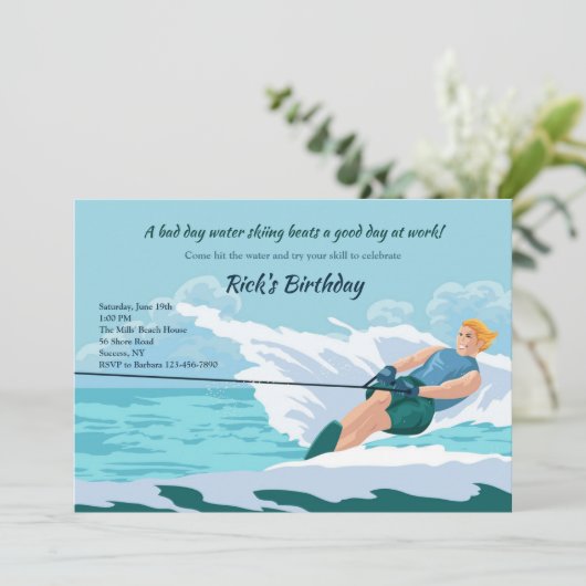 Wasserski Einladung (Stehend Vorderseite)