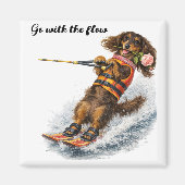 Wasserski fahrender Dachshund Magnet (Vorne)