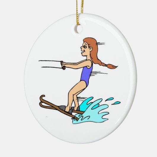 Wasserski Girl Keramik Ornament (Links)