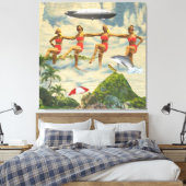 Wasserski Girls Tropical Blimp Dolphin Collage Leinwanddruck (Insitu (Schlafzimmer))
