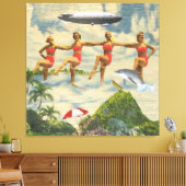 Wasserski Girls Tropical Blimp Dolphin Collage Leinwanddruck (Insitu (Wohnzimmer))