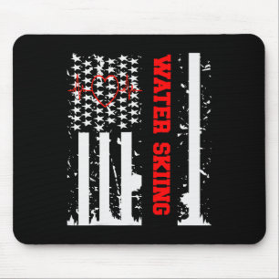 Wasserski-Grafik mit Vintage-USA-Flagge für Frau Mousepad
