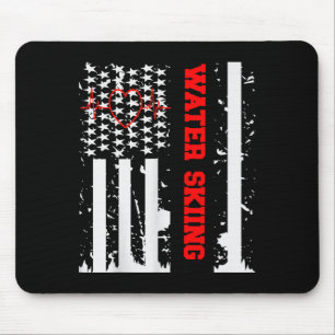 Wasserski-Grafik mit Vintage-USA-Flagge für Frau Mousepad
