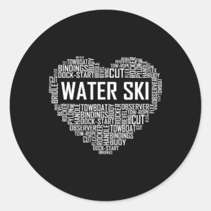 Wasserski-Herzliebhaber-Geschenk Waterski Liebesge Runder Aufkleber