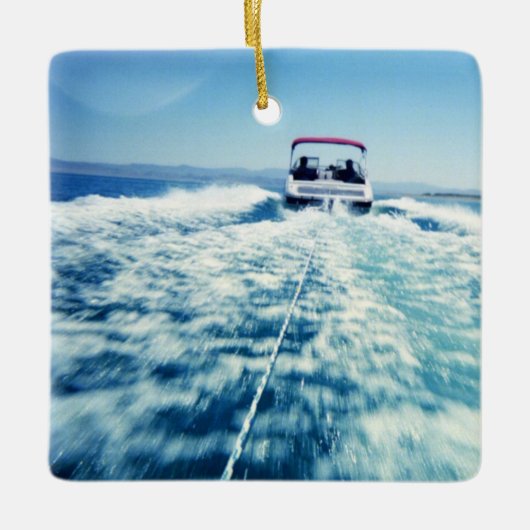 Wasserski hinter dem Speed-Boot Keramikornament (Vorderseite)