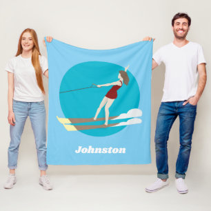 Wasserski im Vintage-Stil Fleecedecke
