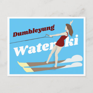 Wasserski im Vintage-Stil Postkarte