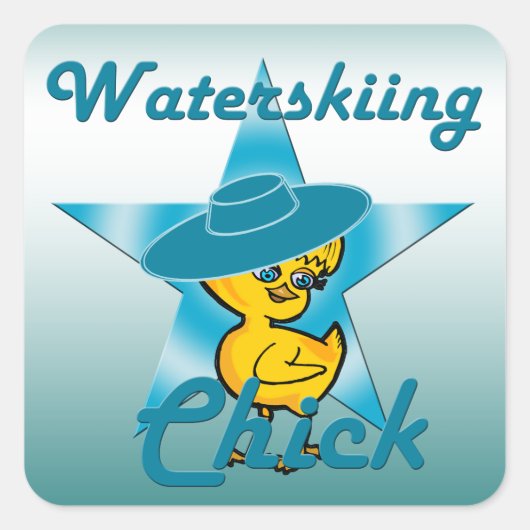 Wasserski-Kick #7 Quadratischer Aufkleber (Vorderseite)