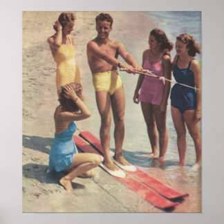 Wasserski-Mädchen in den 40er Jahren im Anzug Poster