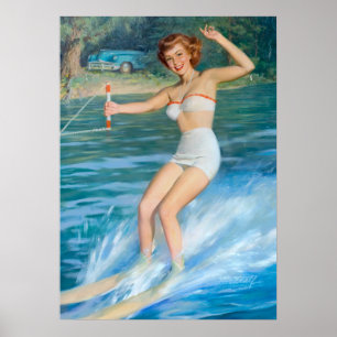 Wasserski Pin Up Poster