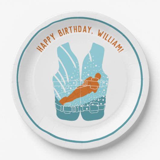 Wasserski-Rettungsweste Grafik Personalisiert Pappteller (Vorderseite)