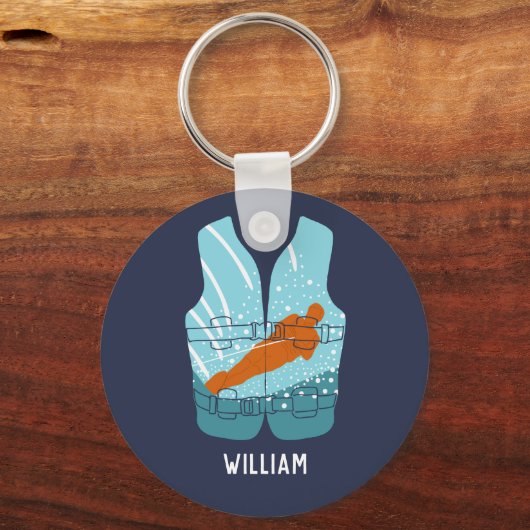 Wasserski-Rettungsweste Grafik Personalisiert Schlüsselanhänger (Vorderseite)