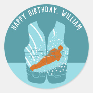 Wasserski-Rettungswesten Grafik Personalisiert Runder Aufkleber