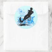 Wasserski Runder Aufkleber (Tasche)