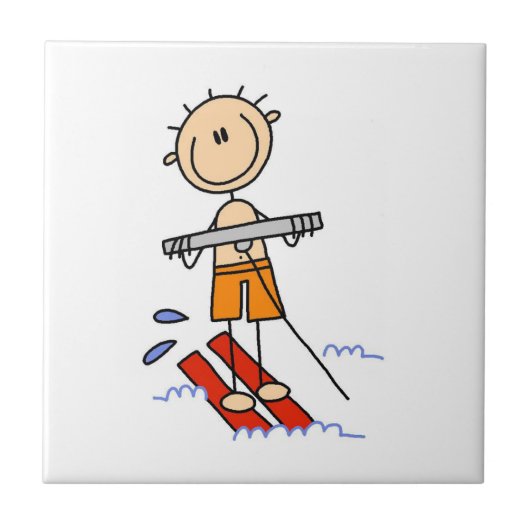 Wasserski-Stickfigur Fliese (Vorderseite)