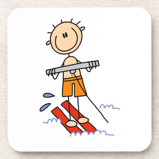 Wasserski-Stickfigur Getränkeuntersetzer (Vorderseite)