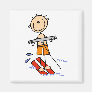 Wasserski-Stickfigur Magnet