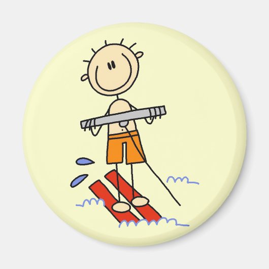 Wasserski-Stickfigur Magnet (Vorne)