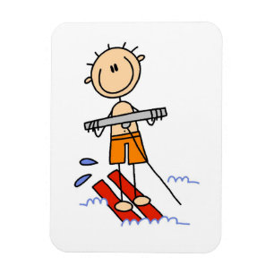 Wasserski-Stickfigur Magnet