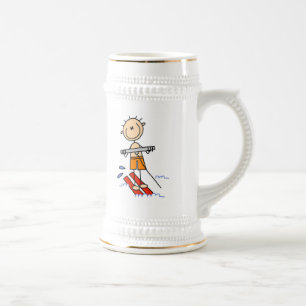 Wasserski-Strichmännchen Bierglas