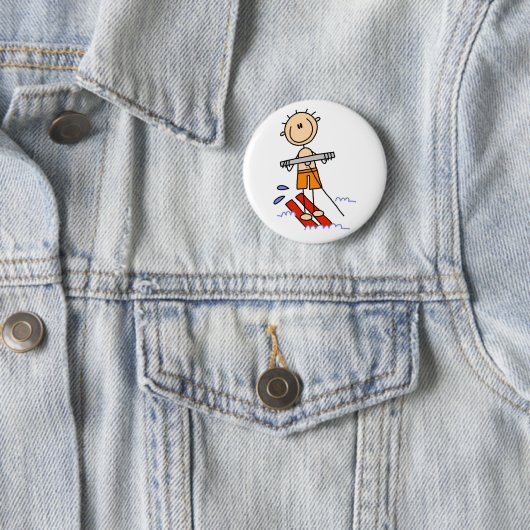 Wasserski-Strichmännchen Button (Beispiel)