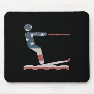 Wasserski T-Shirt Wasserskilaufen American Flag Te Mousepad