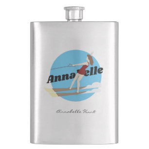 Wasserskier im Vintage-Stil Flachmann