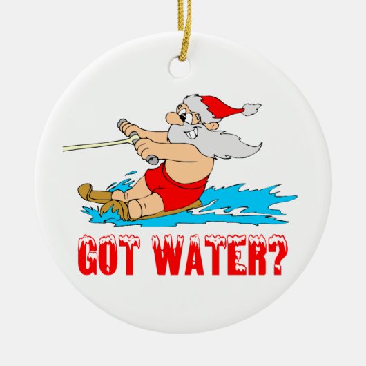 Wasserskifahren Weihnachtsmann Keramik Ornament (Vorne)