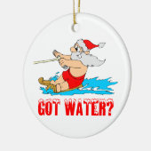 Wasserskifahren Weihnachtsmann Keramik Ornament (Links)