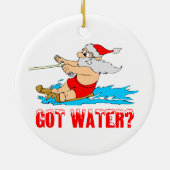 Wasserskifahren Weihnachtsmann Keramik Ornament (Hinten)