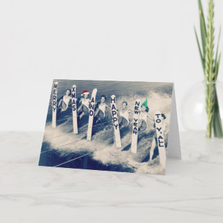 Wasserskifahrer bringen Feiertagsstimmung! Feiertagskarte