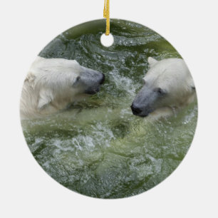 Wasserspass Eisbären Keramik Ornament
