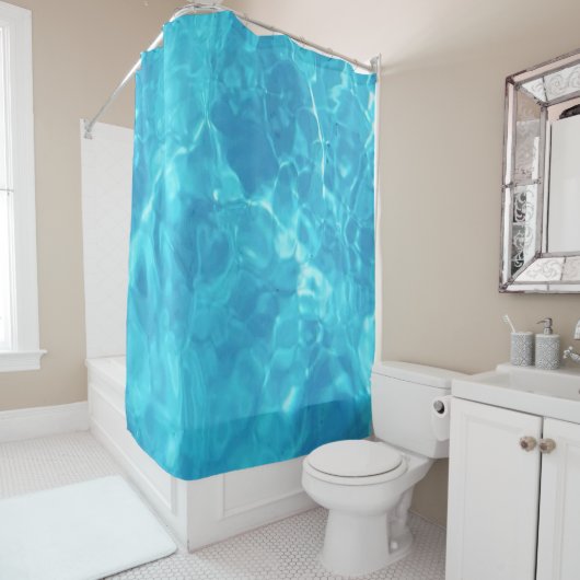 Wasserspass im Pool | Blau | Duschvorhang (Beispiel)