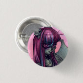 Wasserspeier-Monster-Mädchen-Button Button (Vorne & Hinten)