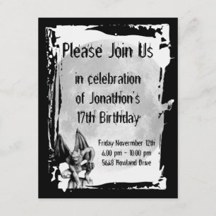 Wasserspeier-und Vollmond-gotische Einladung