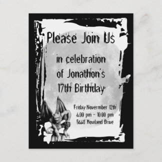 Wasserspeier-und Vollmond-gotische Einladung