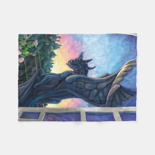 Wasserspeier-Wächter Fleecedecke (Vorderseite (Horizontal))