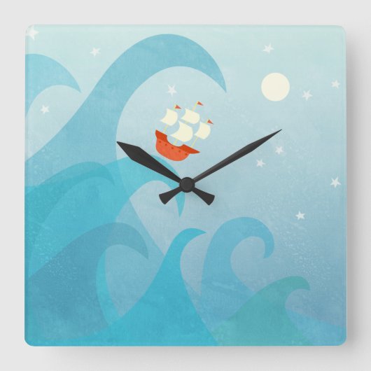 Wassersport Art Quadratische Wanduhr (Vorderseite)