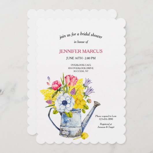 Wassersport kann Bouquet Dusche Einladung (Vorne/Hinten)