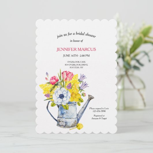 Wassersport kann Bouquet Dusche Einladung (Stehend Vorderseite)