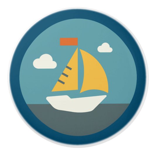 Wassersport, Küstenleben, Segelboot Keramikknauf (Vorderseite)