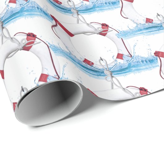 Wassersport-Rettungsring in Wasserspritze Geschenkpapier (Rolleneckpunkt)