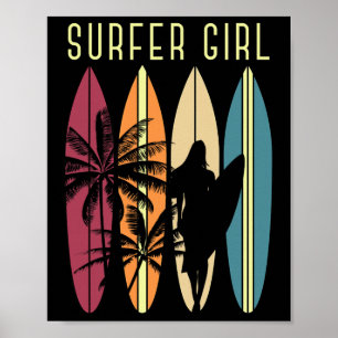 Wassersport Surfen Mädchen Surfbrett Surfer Hobby  Poster