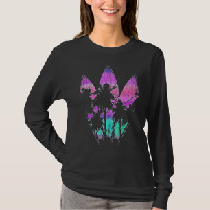 Wassersport Surfer Palmen Bäume Surfbrett Vaporwav T-Shirt