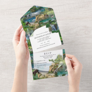 Wassersportaktivitäten auf einer Hochzeitseinladun All In One Einladung