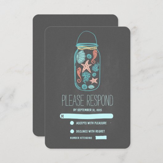 Wassersportmason jar Hochzeit RSVP-Karten RSVP Karte (Vorne/Hinten)